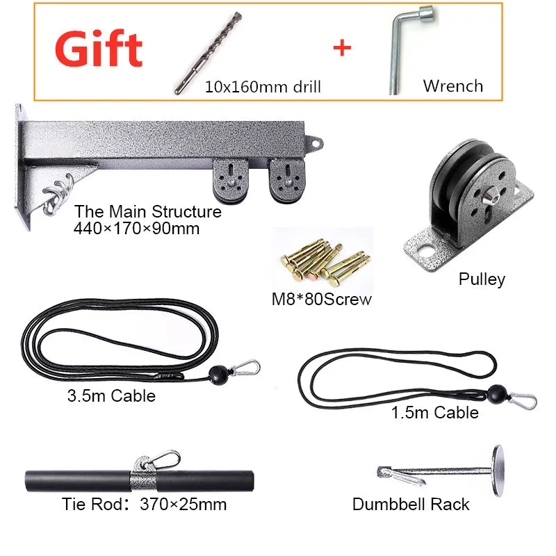 Fitness DIY Pulley Cable Machine Attachment System Arm Biceps Triceps Strength Trainning Home Gym Sport Workout Equipment Set