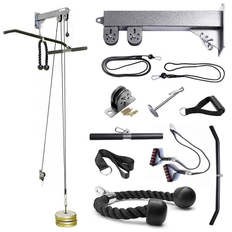 Fitness DIY Pulley Cable Machine Attachment System Arm Biceps Triceps Strength Trainning Home Gym Sport Workout Equipment Set