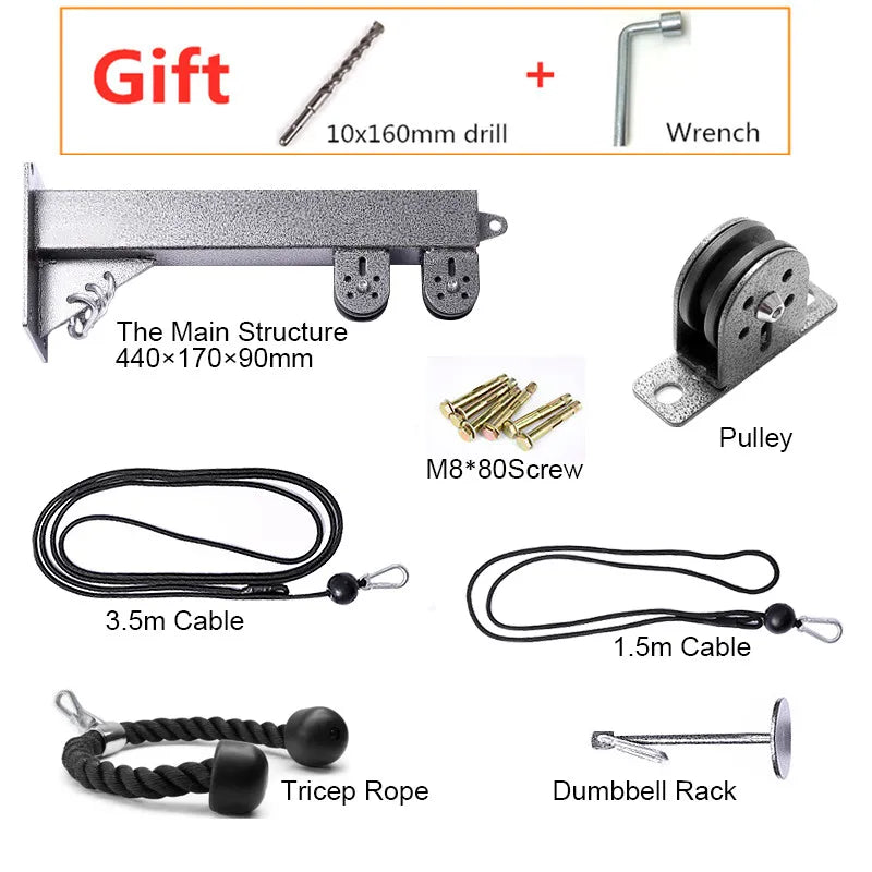 Fitness DIY Pulley Cable Machine Attachment System Arm Biceps Triceps Strength Trainning Home Gym Sport Workout Equipment Set