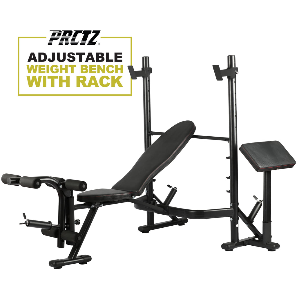 Adjustable Weight Bench with Olympic Squat Rack, Arm and Leg Developer with Preacher Pad, 620 Lb. Weight Limit for Bench, 1000 Lb. Weight Limit for Olympic Squat Rack