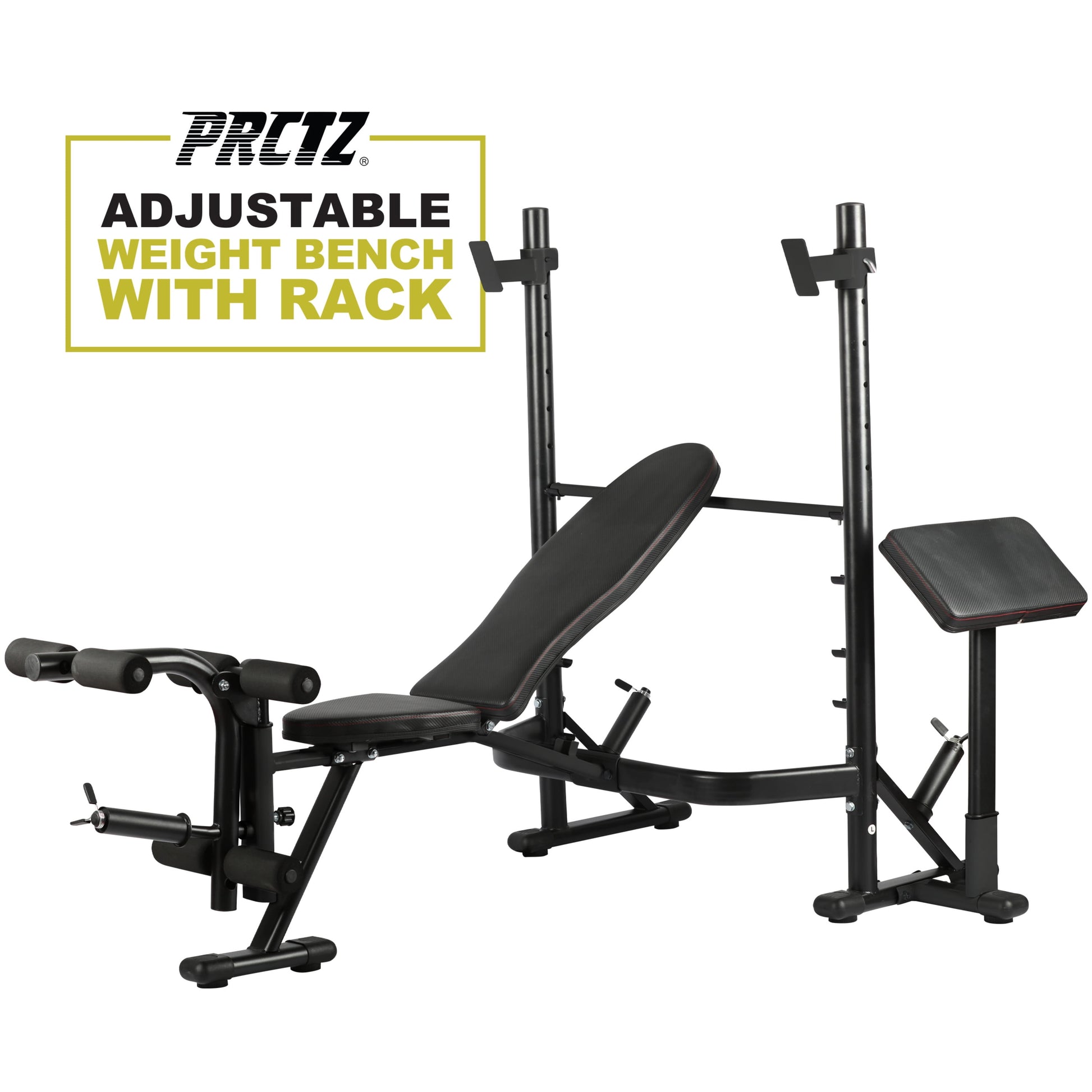 Adjustable Weight Bench with Olympic Squat Rack, Arm and Leg Developer with Preacher Pad, 620 Lb. Weight Limit for Bench, 1000 Lb. Weight Limit for Olympic Squat Rack