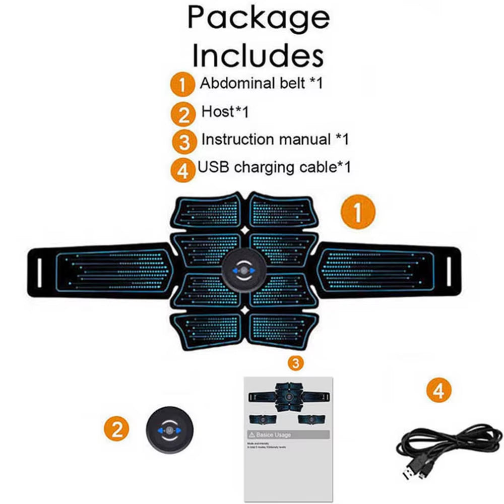 EMS Abdominal Massager Muscle Stimulator Abs Trainer Fitness Training Gear Electrostimulator Workout Equipment USB Rechargeable