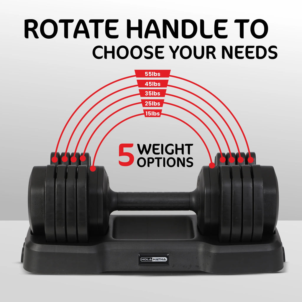 5-In-1 Adjustable Dumbbell Home Gym Workout Equipment, Single