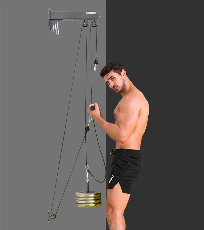 Fitness DIY Pulley Cable Machine Attachment System Arm Biceps Triceps Strength Trainning Home Gym Sport Workout Equipment Set