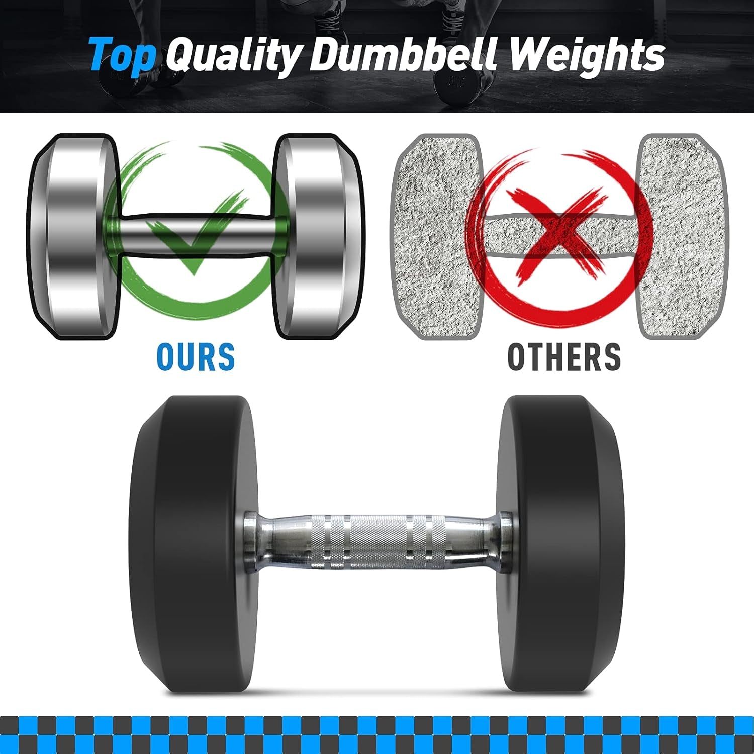 Rubber Coated round Dumbbells Set of 2, Free Hand Weight with Metal Handle for Home Gym Equipment Workout Strength Training, 35 LB