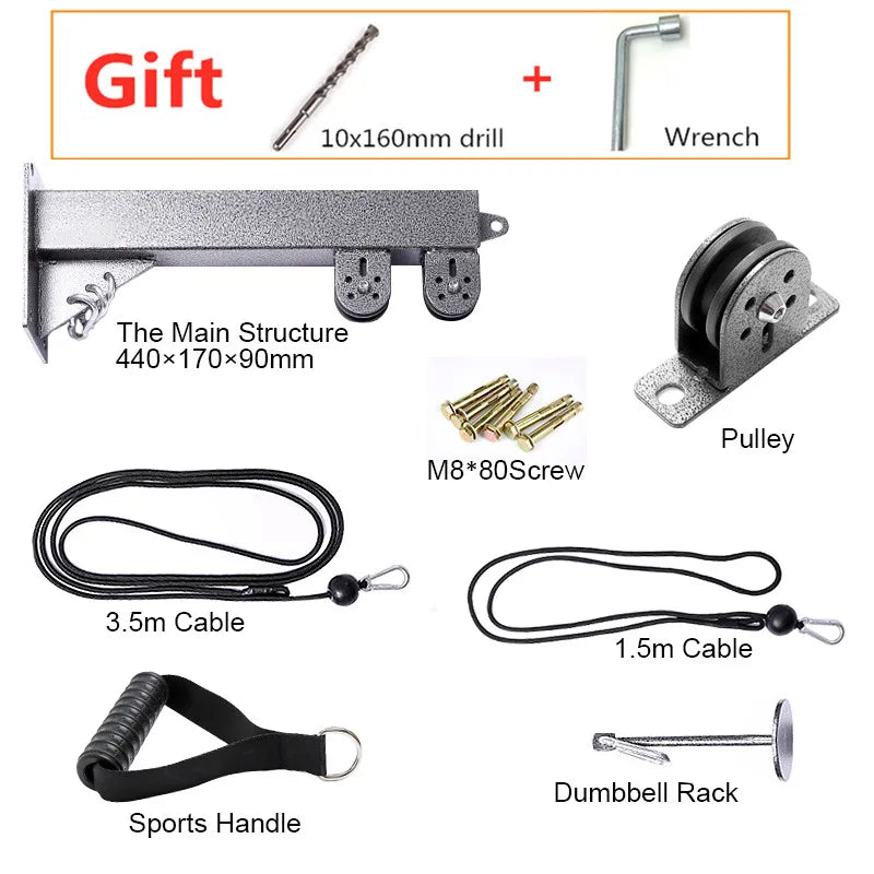 Fitness DIY Pulley Cable Machine Attachment System Arm Biceps Triceps Strength Trainning Home Gym Sport Workout Equipment Set