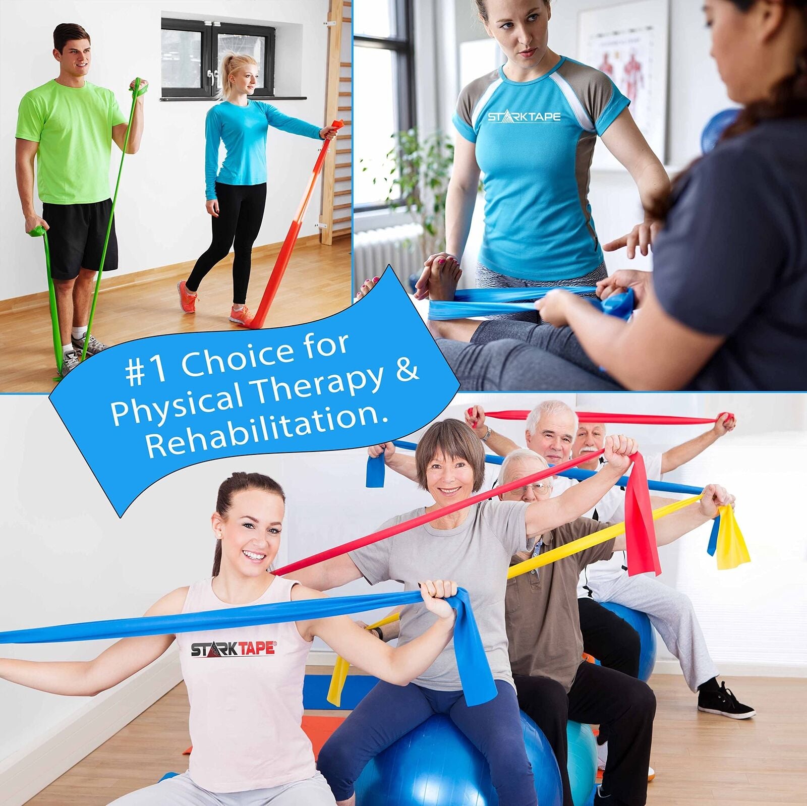Resistance Bands Set. 5 Pack Non-Latex Physical Therapy, Professional Elastic...