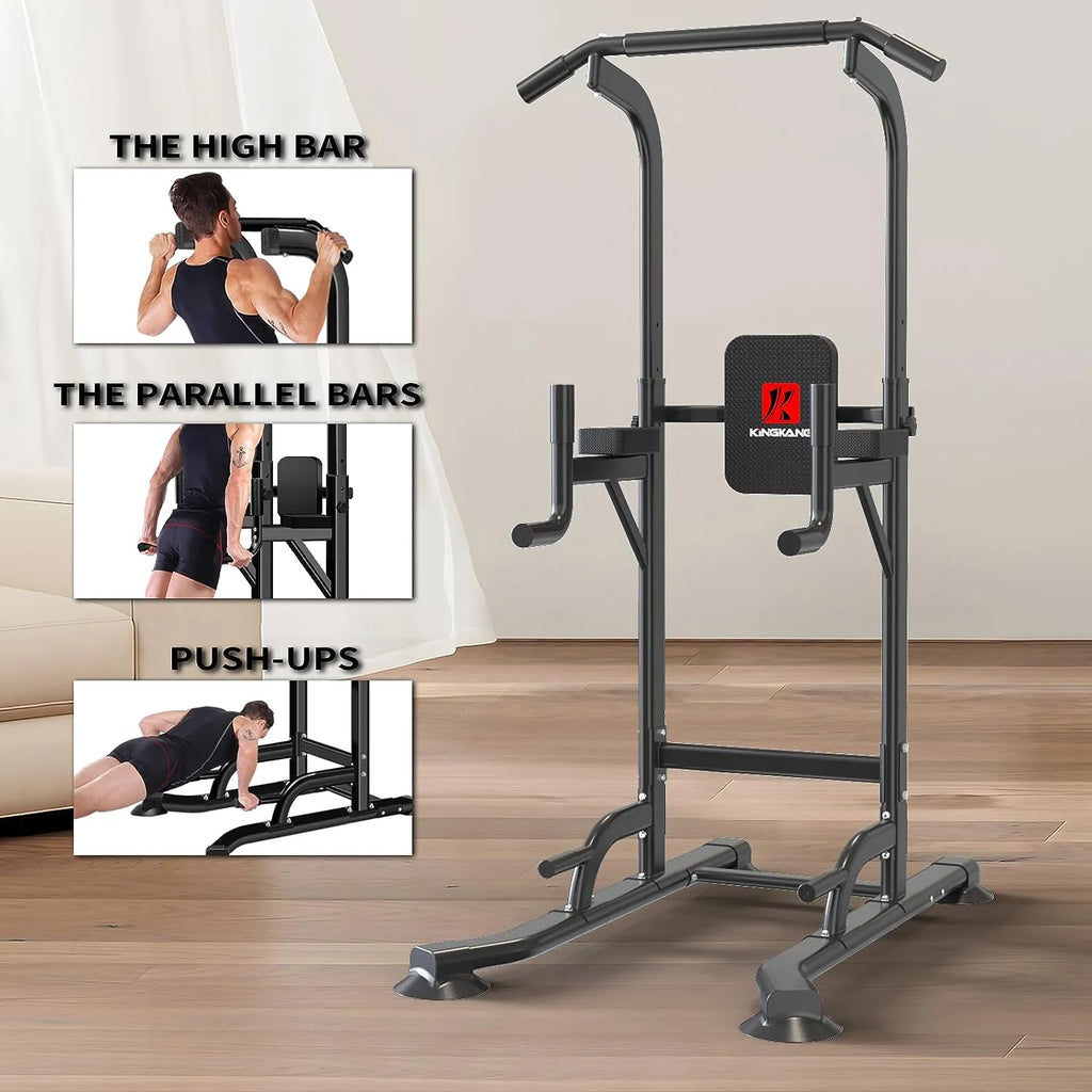 power Tower Dip Station Workout Equipment Pull up Bar for Home Gym Adjustable Height Strength Training Fitness Excercise Equipment