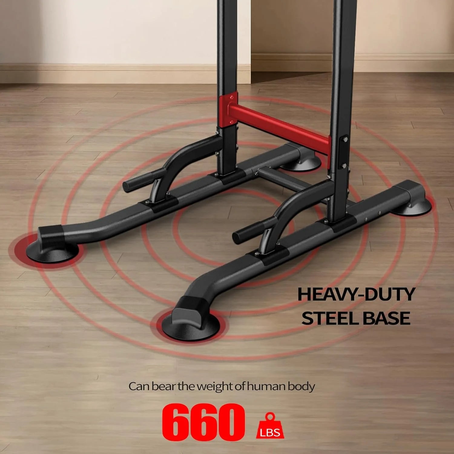 power Tower Dip Station Workout Equipment Pull up Bar for Home Gym Adjustable Height Strength Training Fitness Excercise Equipment