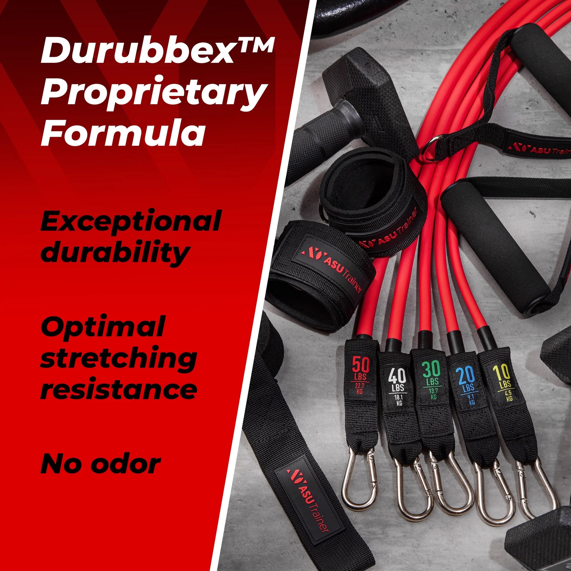 Trainer Resistance Bands Tube Workout Bands with Handles Ankle Straps and Door Anchor 5 Exercise Bands
