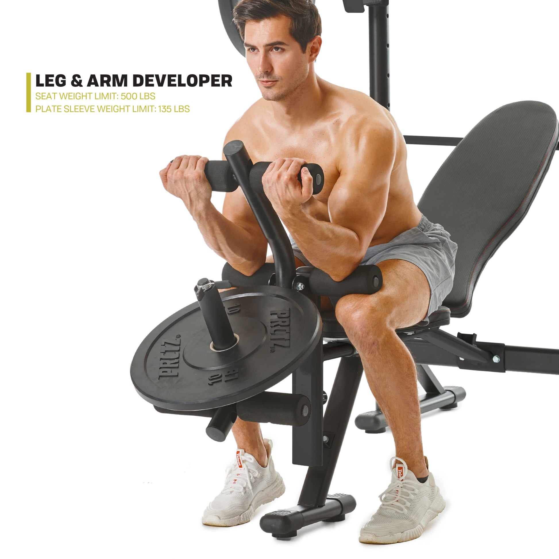 Adjustable Weight Bench with Olympic Squat Rack, Arm and Leg Developer with Preacher Pad, 620 Lb. Weight Limit for Bench, 1000 Lb. Weight Limit for Olympic Squat Rack