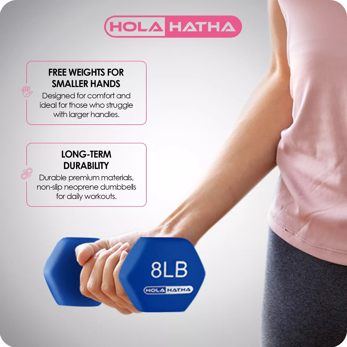 Holahatha 146 Pound Neoprene Dumbbell Weight Set, 3, 5, 8, 10, 12, 15 and 20 Pound Free Hand Weights for Full Body Strength Workouts with Storage Rack