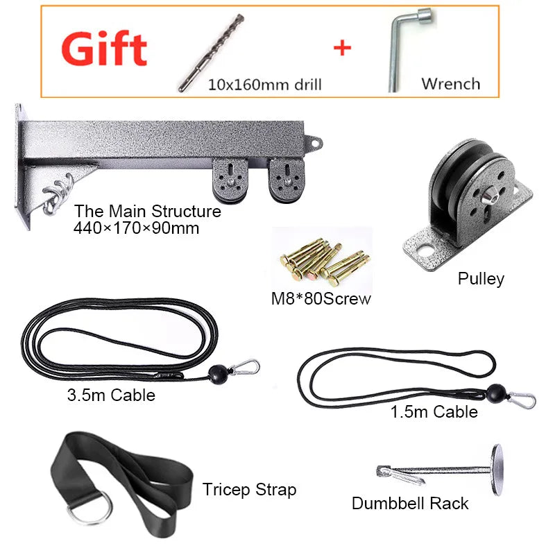 Fitness DIY Pulley Cable Machine Attachment System Arm Biceps Triceps Strength Trainning Home Gym Sport Workout Equipment Set