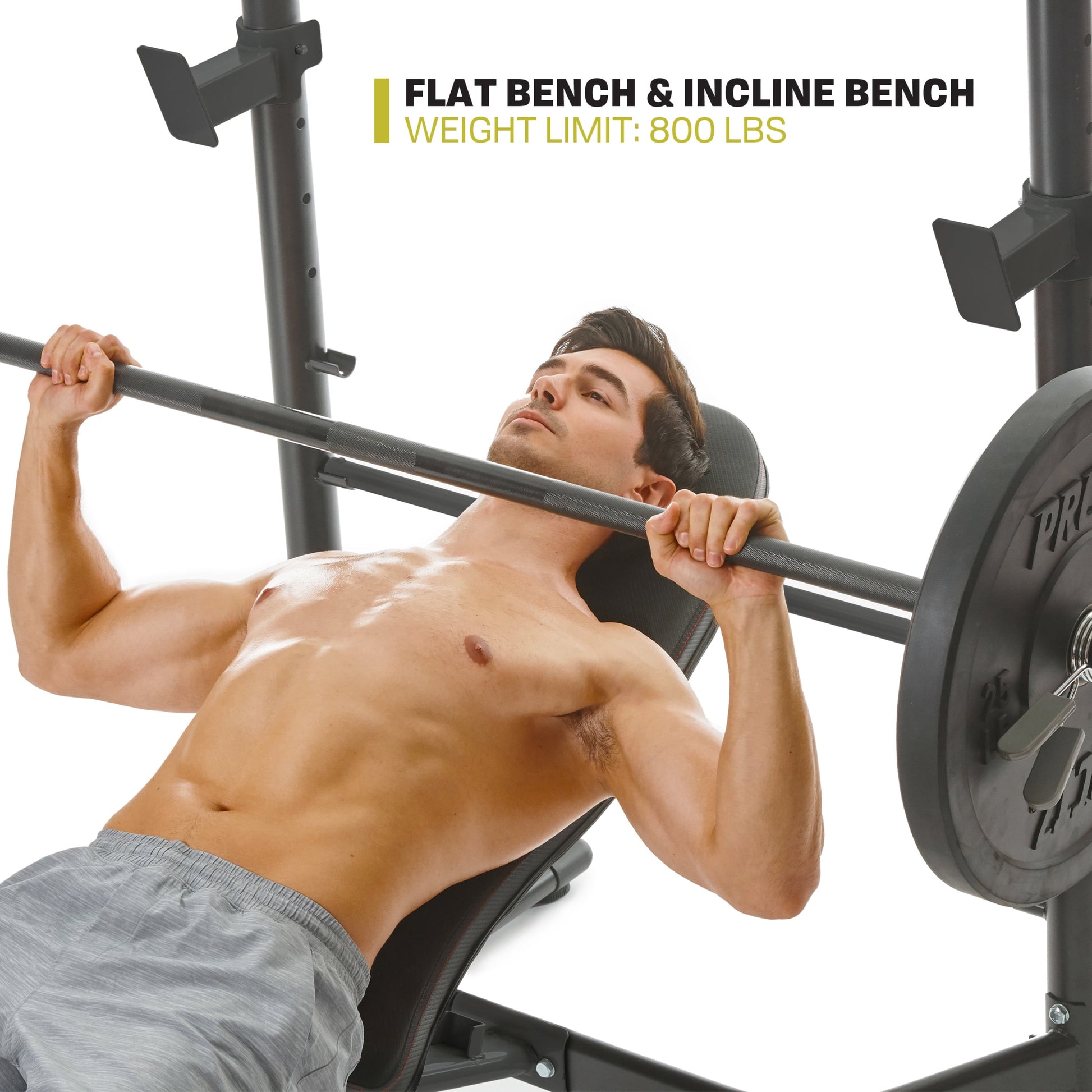 Adjustable Weight Bench with Olympic Squat Rack, Arm and Leg Developer with Preacher Pad, 620 Lb. Weight Limit for Bench, 1000 Lb. Weight Limit for Olympic Squat Rack