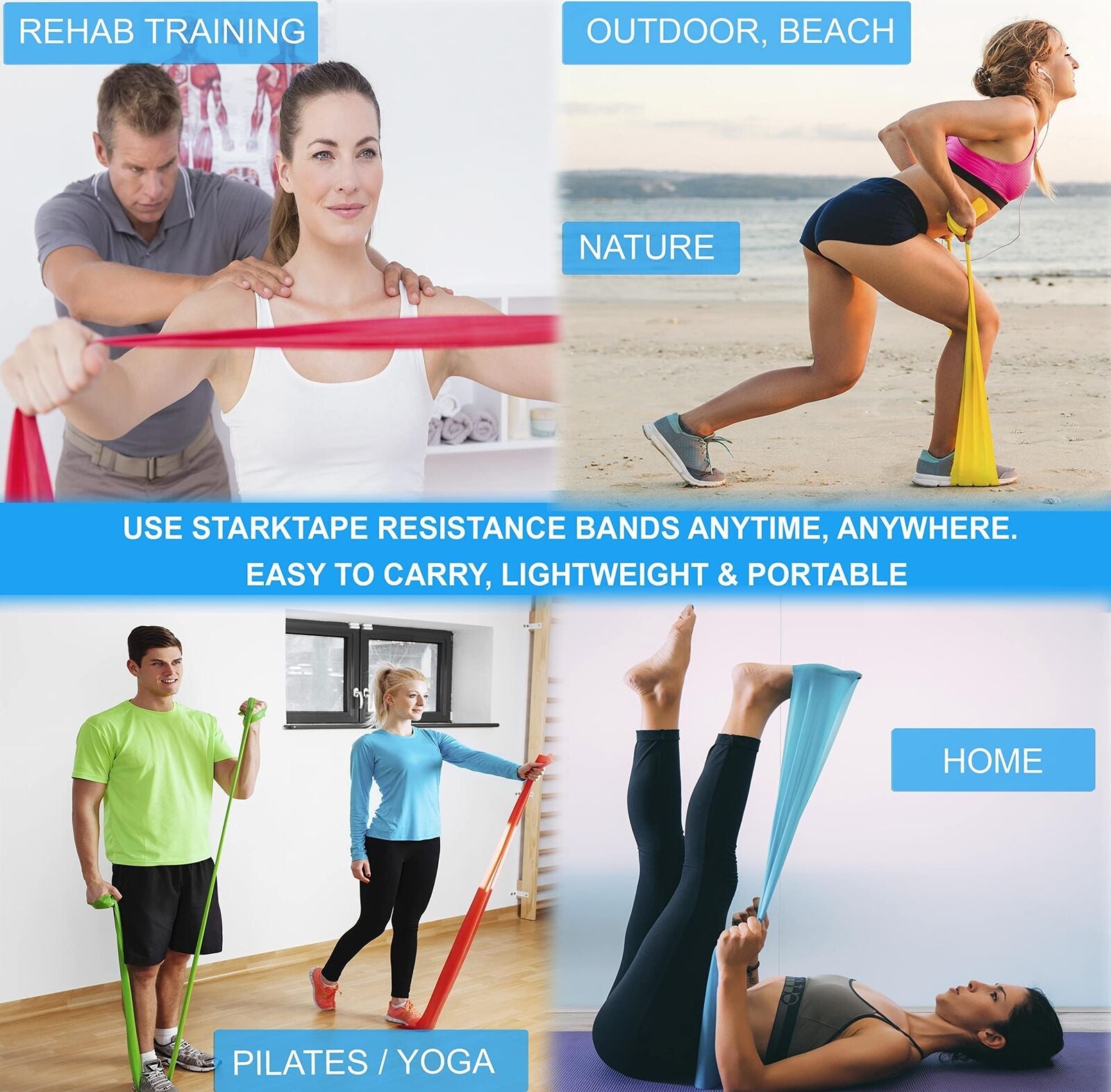 Resistance Bands Set. 5 Pack Non-Latex Physical Therapy, Professional Elastic...