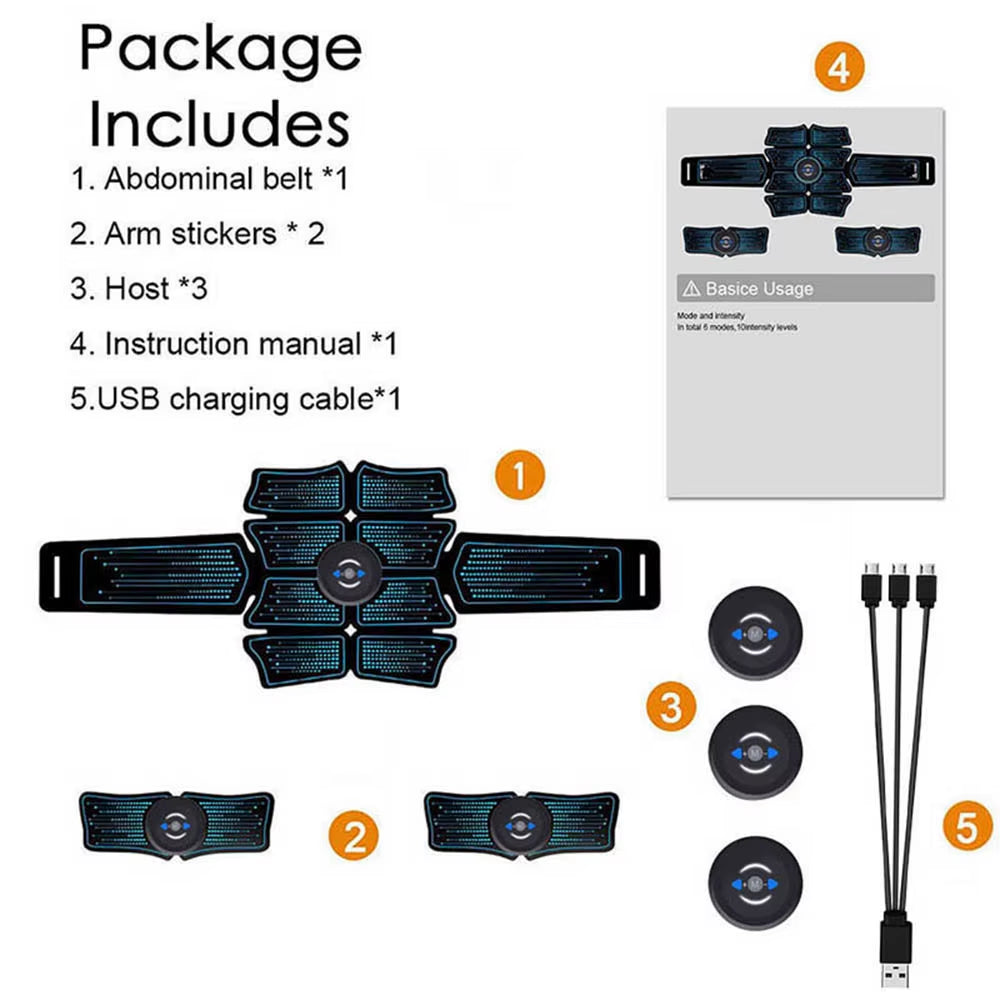 EMS Abdominal Massager Muscle Stimulator Abs Trainer Fitness Training Gear Electrostimulator Workout Equipment USB Rechargeable