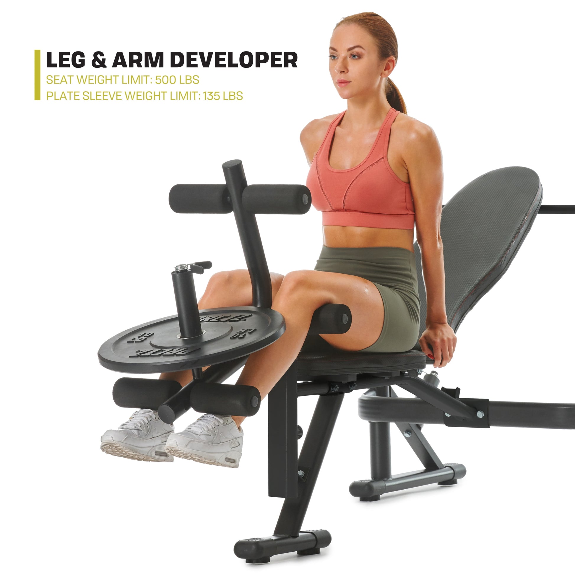 Adjustable Weight Bench with Olympic Squat Rack, Arm and Leg Developer with Preacher Pad, 620 Lb. Weight Limit for Bench, 1000 Lb. Weight Limit for Olympic Squat Rack
