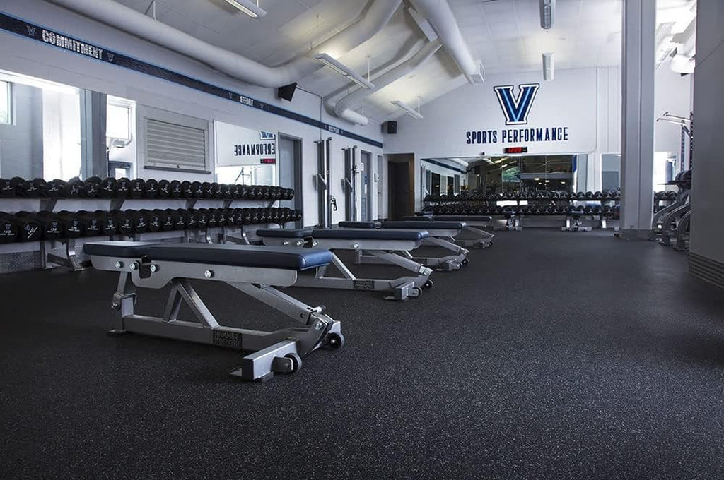 3/8In (9Mm) Thick 10% Grey 4' X 6' Heavy Duty Rubber Rolls, Protective Exercise Mats, Home Gym Rubber Flooring