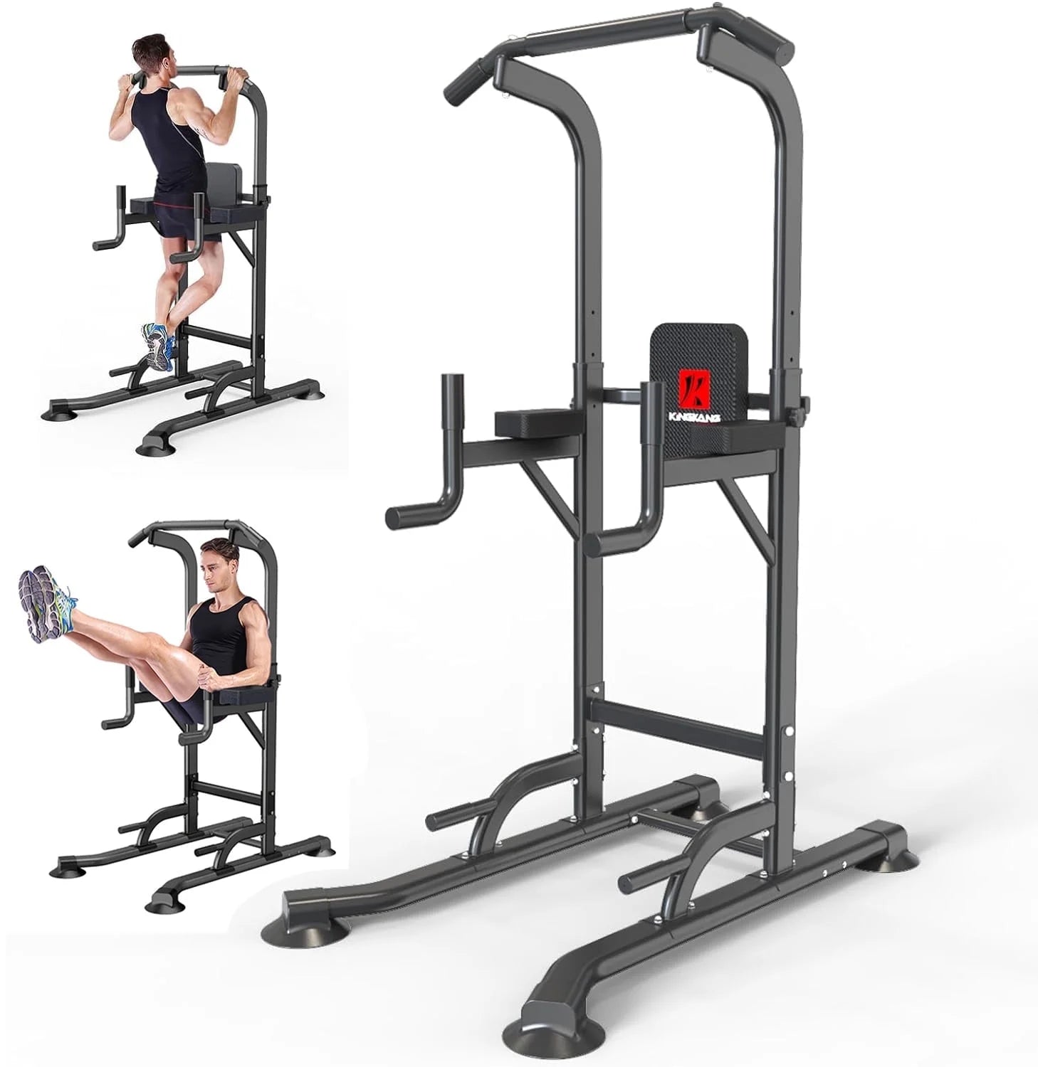 power Tower Dip Station Workout Equipment Pull up Bar for Home Gym Adjustable Height Strength Training Fitness Excercise Equipment