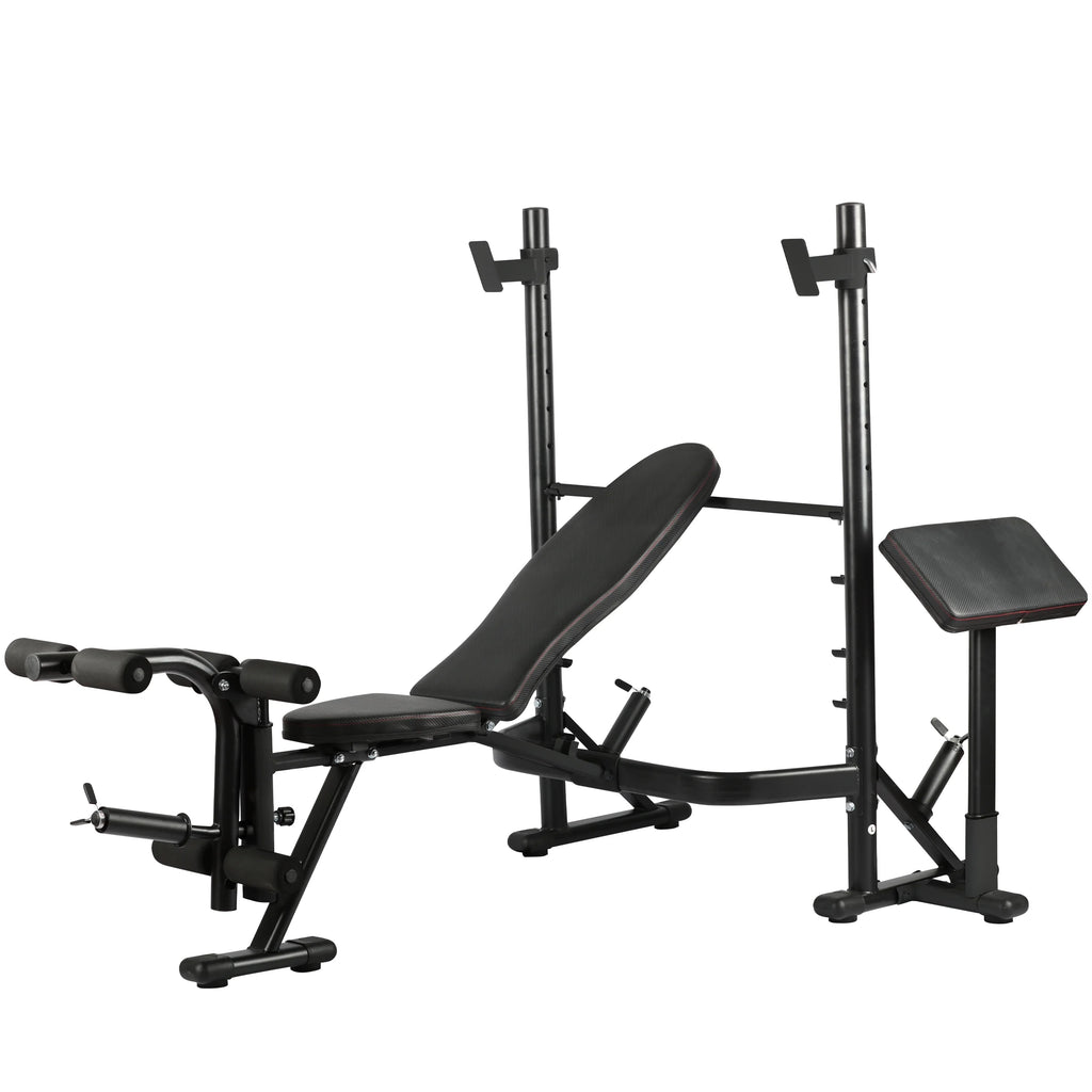 Adjustable Weight Bench with Olympic Squat Rack, Arm and Leg Developer with Preacher Pad, 620 Lb. Weight Limit for Bench, 1000 Lb. Weight Limit for Olympic Squat Rack