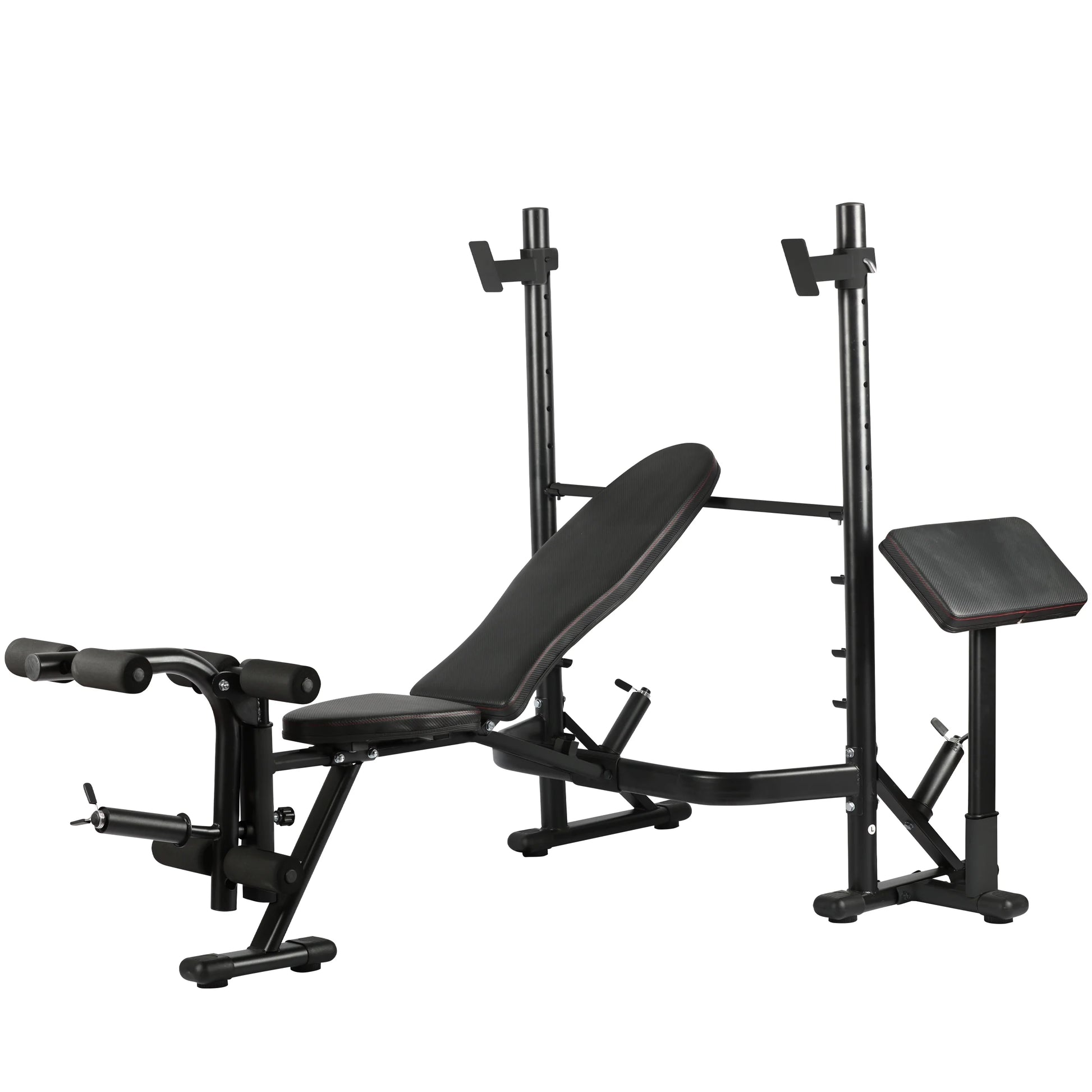 Adjustable Weight Bench with Olympic Squat Rack, Arm and Leg Developer with Preacher Pad, 620 Lb. Weight Limit for Bench, 1000 Lb. Weight Limit for Olympic Squat Rack
